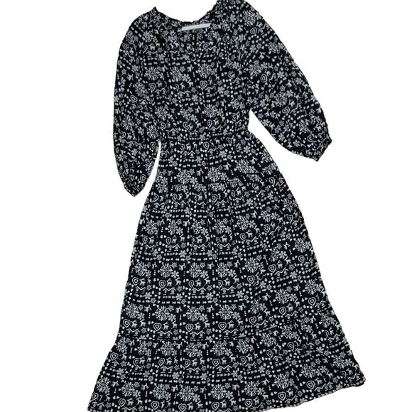 The Great 'The Joy' Folk print cotton long sleeve tiered prairie maxi dress 1/S